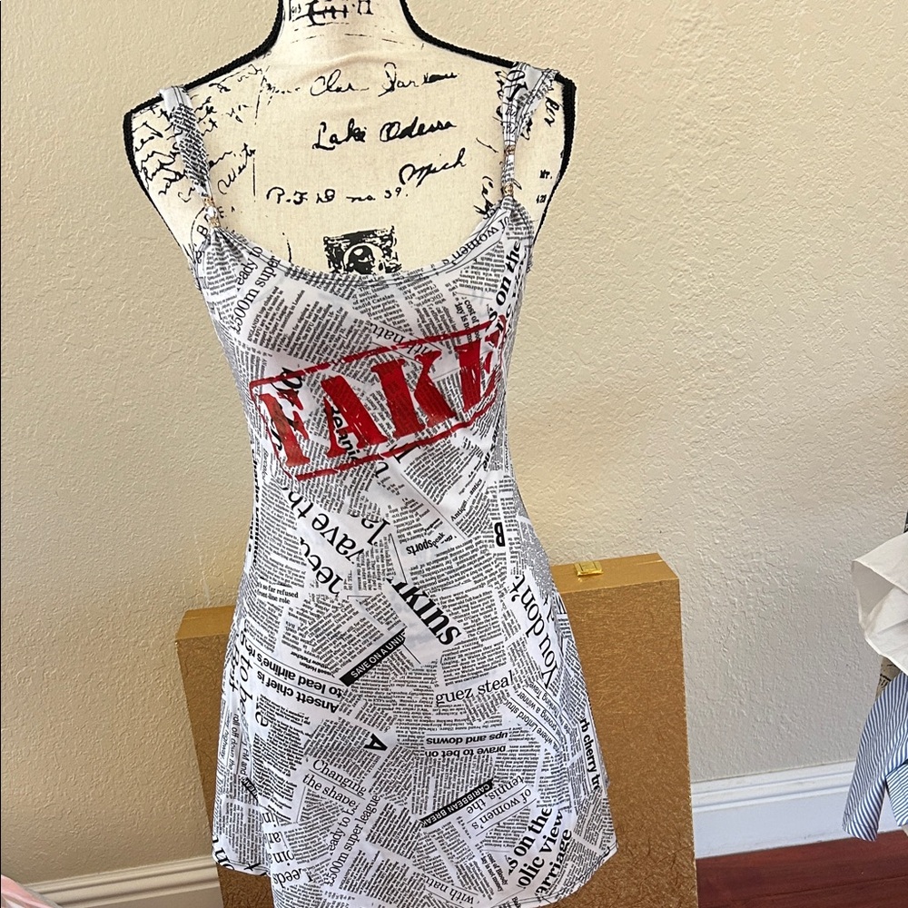 Chic Newspaper Print Mini Dress